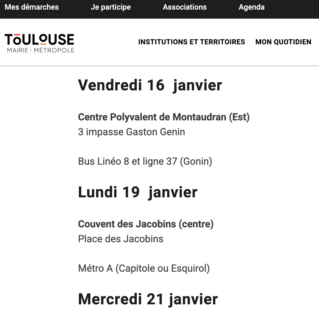 La liste montre bien le 16 janvier